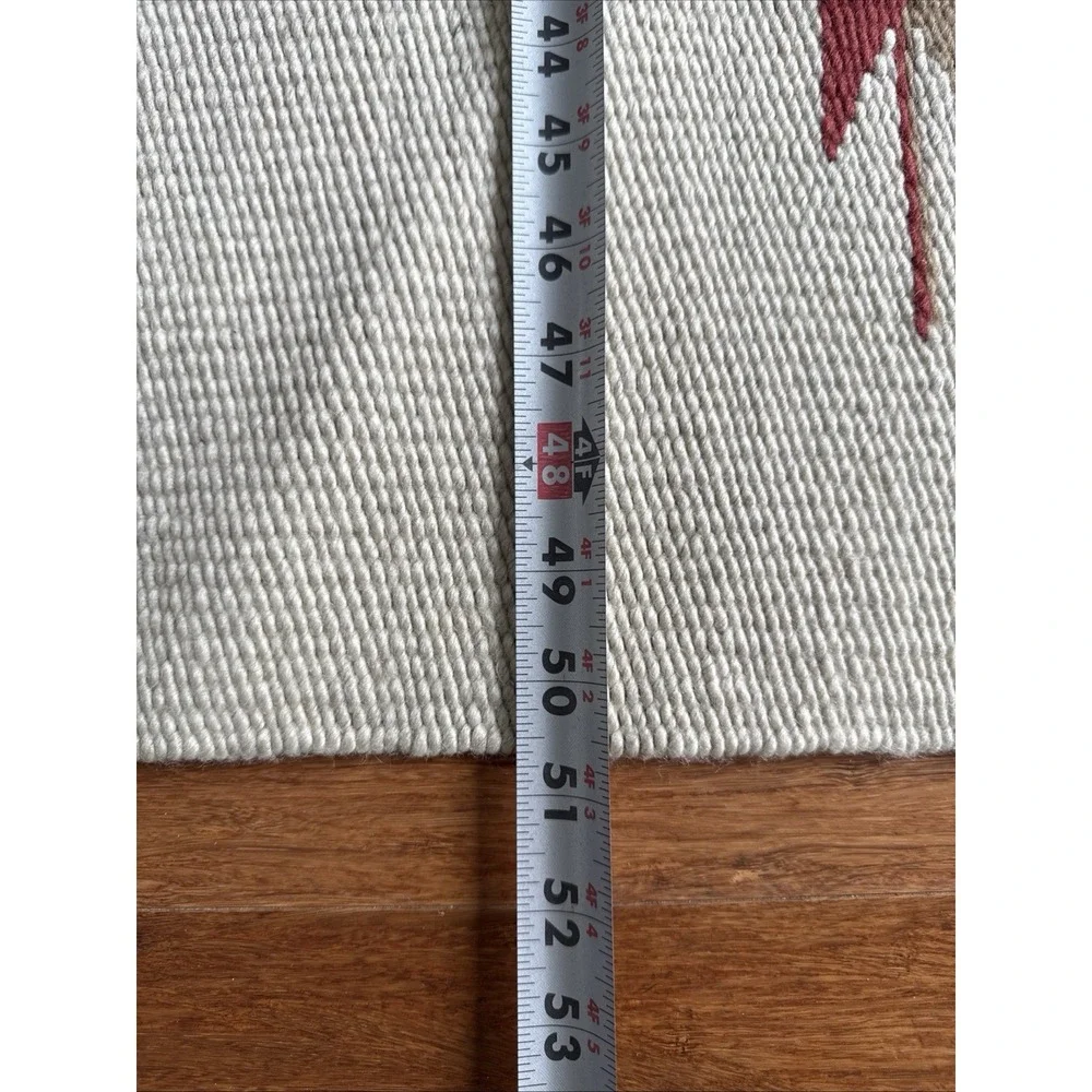 Vtg Chimayo Handwoven Wool Trujillo‎ Ivory Native Southwest 85 X 50 in